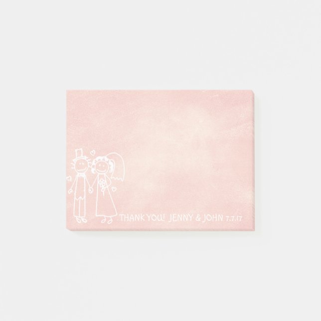 Wedding Favour Thank You Chalkboard Peach Pastel Post-it Notes (Front)