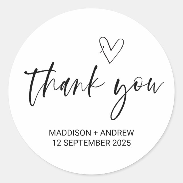 Wedding Favour Thank You From Bride Groom  Favour  Classic Round Sticker (Front)