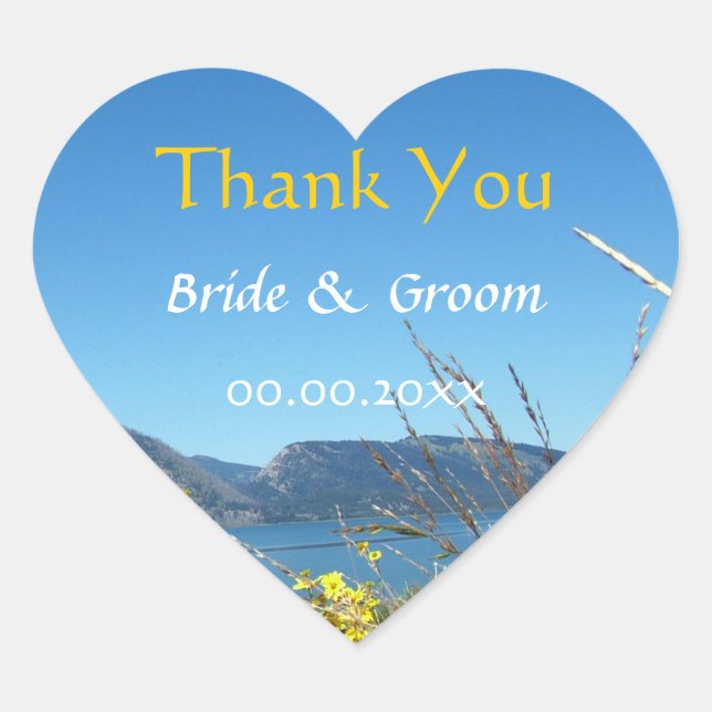 Wedding favour thank you, Grand Teton National Par Heart Sticker (Front)