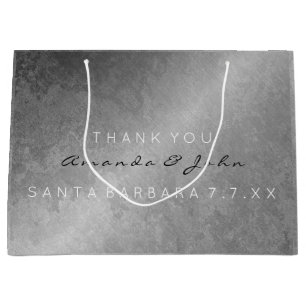 Wedding Favour Thank You Grey Silver Grungy Large Gift Bag
