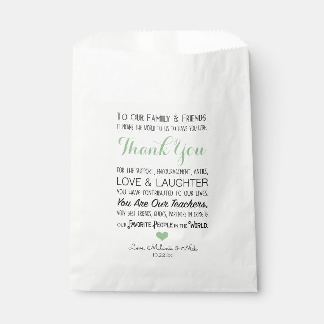 Wedding Favour Thank You Message sage green 3981 Bag (Front)