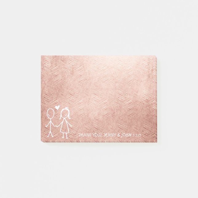 Wedding Favour Thank You Pink Gold Pastel Post-it Notes (Front)