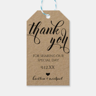 Wedding Favour Thank You Tag - Swirls Calligraphy