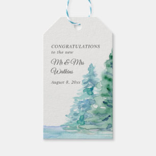 Wedding Favour Watercolor Wild Forest Mountain Lak Gift Tags