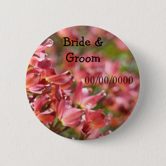 Wedding Favours buttons Bride Groom Name Save Date (Front)
