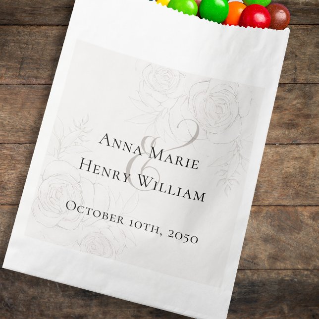 Wedding Favours Candy Simple Minimalist Blush  Favour Bag (Simple blush floral calligraphy ampersand elegant paper party favor bag.)