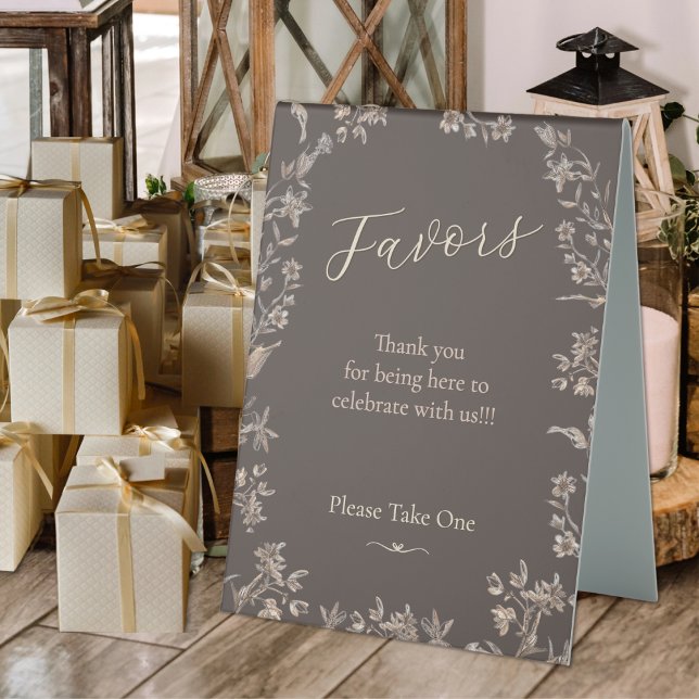 Wedding Favours Elegant Wildflowers Script Mocha (Creator Uploaded)