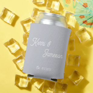 Wedding Favours Grey Minimalist Script Can Cooler
