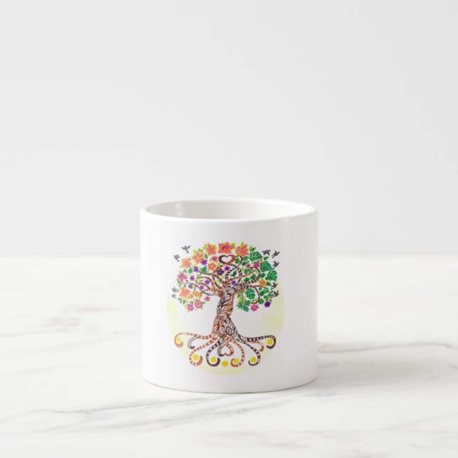 wedding favours mandala trees of life espresso cup (Front)