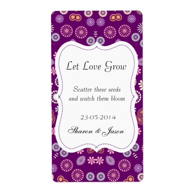 Wedding Favours Seed Packet Labels Let Love Grow (Front)
