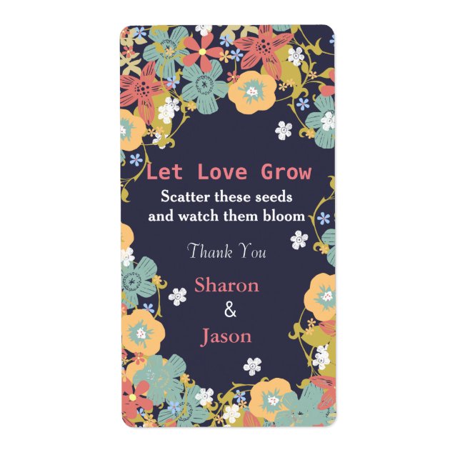 Wedding Favours Seed Packet Labels Let Love Grow (Front)