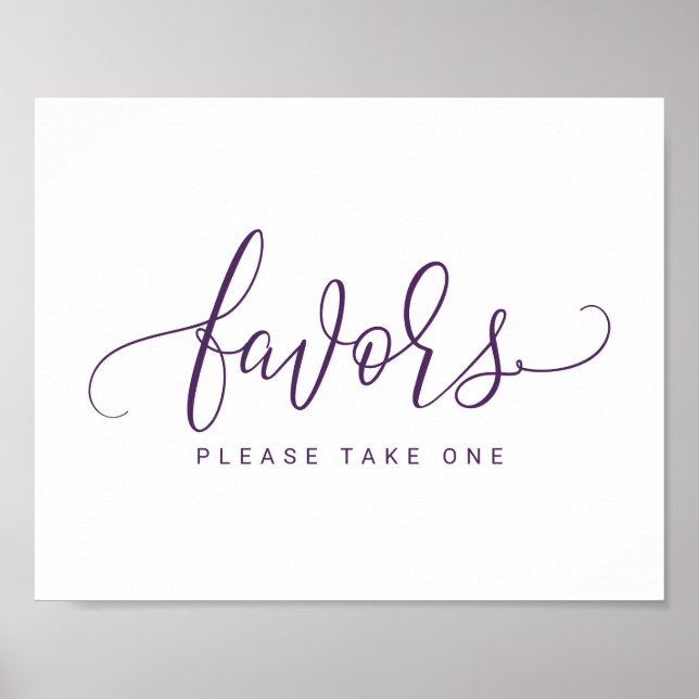 Wedding Favours Sign -Bounce Script (Plum / Purple (Front)
