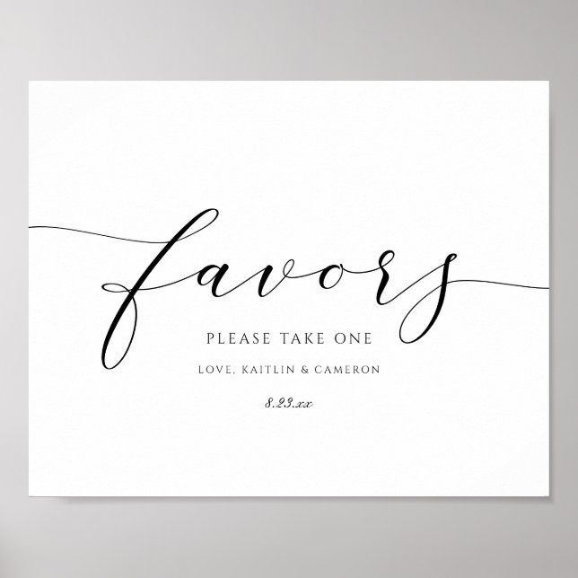 Wedding Favours Sign Elegant Luxury Script (Front)