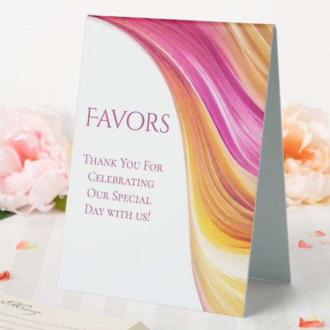 Wedding Favours Sign-Pink Orange Yellow- (In SItu (Wedding))