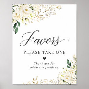 Wedding Favours Sign Please Take One White Roses