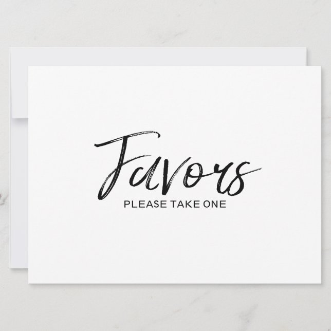 Wedding "Favours" Sign | Stylish Hand Lettered Invitation (Front)