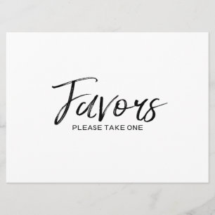 Wedding "Favours" Sign Stylish Hand Lettered Invitation