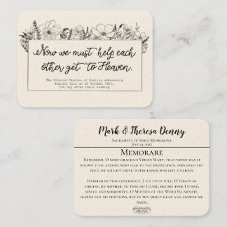 Wedding Favours St. Charles Memorare Holy Card