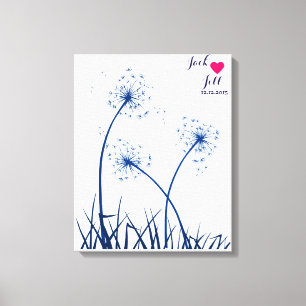 wedding fingerprint guest book dandelion navy