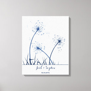 wedding fingerprint guest book dandelion navy