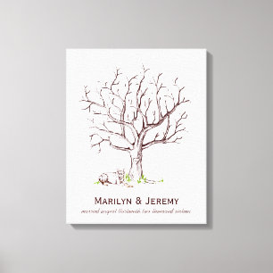 Wedding Fingerprint Tree (Dog) Canvas Print