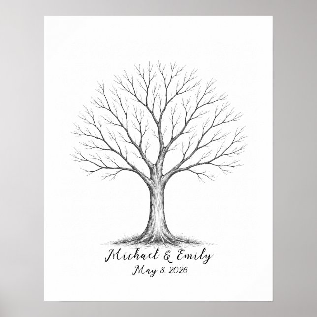 Wedding Fingerprint Tree Guest Book Alternative (Front)