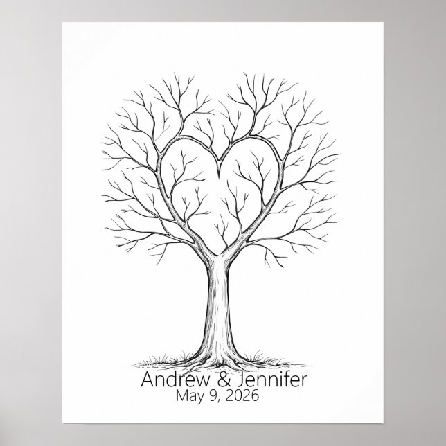 Wedding Fingerprint Tree Guest Book Alternative (Front)