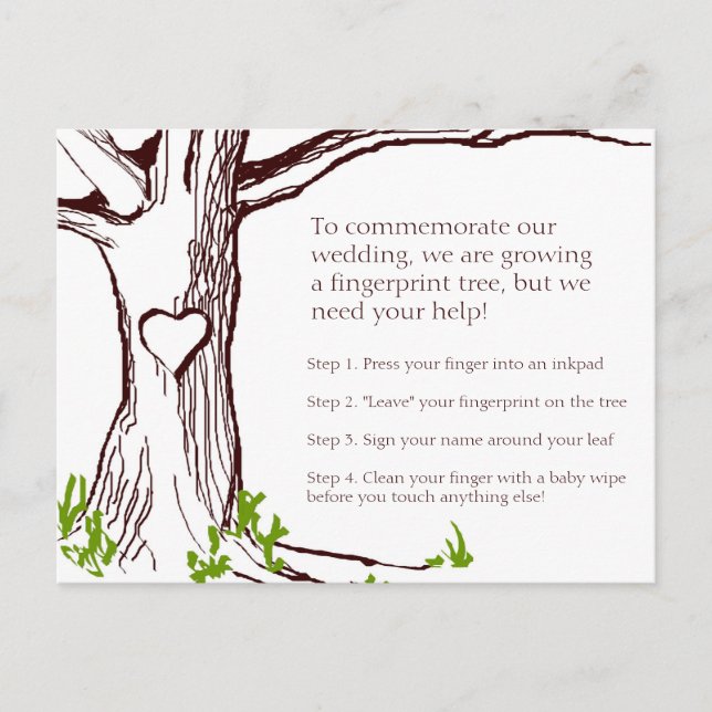 Wedding Fingerprint Tree Instruction Card (Front)