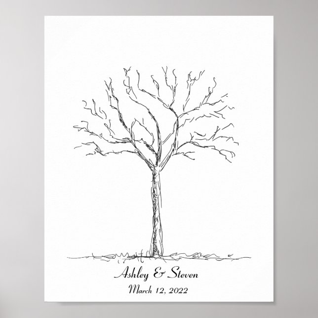 Wedding Fingerprint Tree Poster (Front)