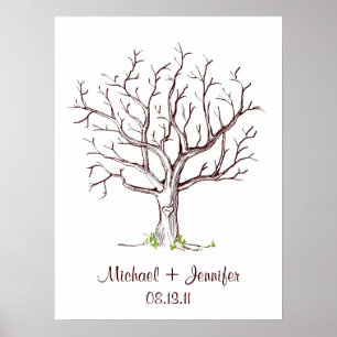 Wedding Fingerprint Tree Poster (Brown)