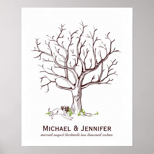 Wedding Fingerprint Tree Poster (Dog II) (Front)
