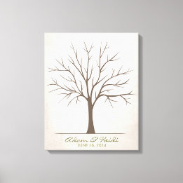 Wedding Fingerprint Tree – Rustic Canvas Print
