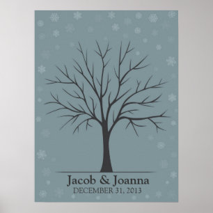 Wedding Fingerprint Tree – Winter Snow Poster