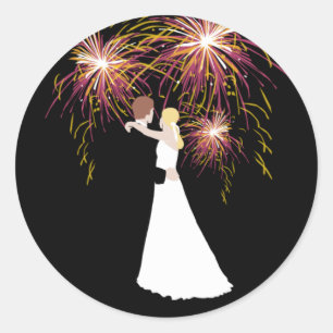 Wedding Fireworks Classic Round Sticker