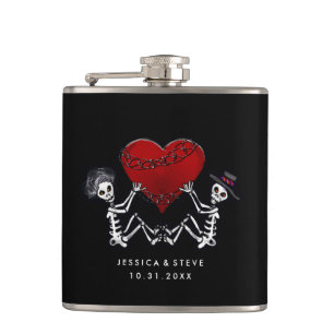 Wedding Flask - Skeletons with Heart