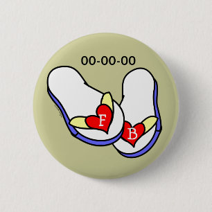 Wedding Flip Flops 6 Cm Round Badge