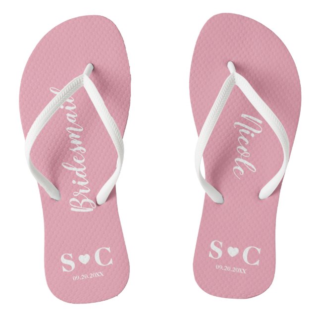 Wedding Flip Flops for Bridal Party, Bachelorette (Footbed)
