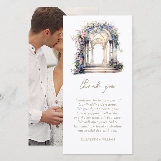 Wedding Floral Arch Photo Thank you Card (Front/Back)