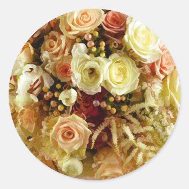 Wedding Floral Bouquet Envelope Seal Stickers (Front)