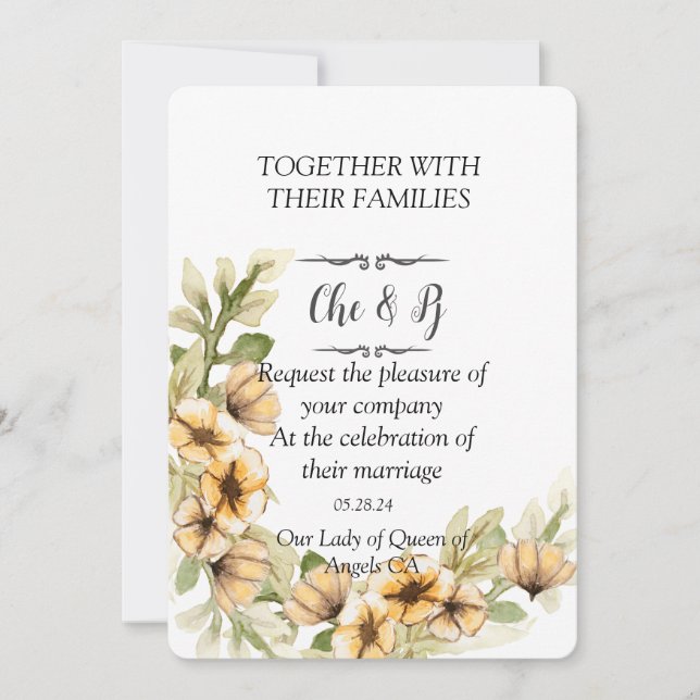 Wedding Floral Card Invitation (Front)