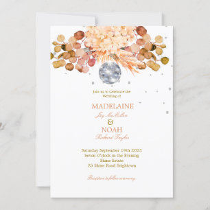 Wedding Floral Disco Ball Elegant Chic  Invitation