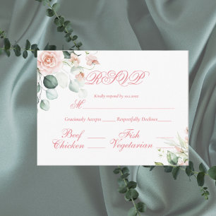 Wedding Floral Elegant Pink Script RSVP Budget Postcard