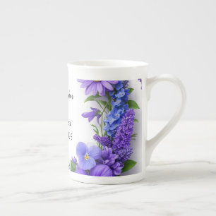 Wedding Floral Frame with Colourful Flowers Bone China Mug