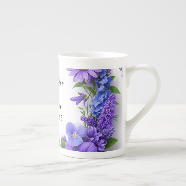 💍 Wedding Floral Glow 🌸 Colourful Blossom Elegan Bone China Mug (Right)