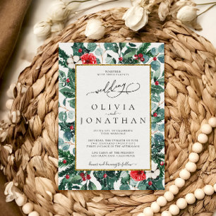 Wedding Floral Gold Frame Wedding Party Invitation