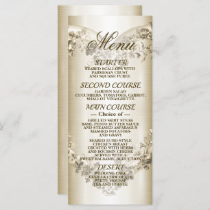 Wedding Floral Golden Ornate Heart Frame Party Menu