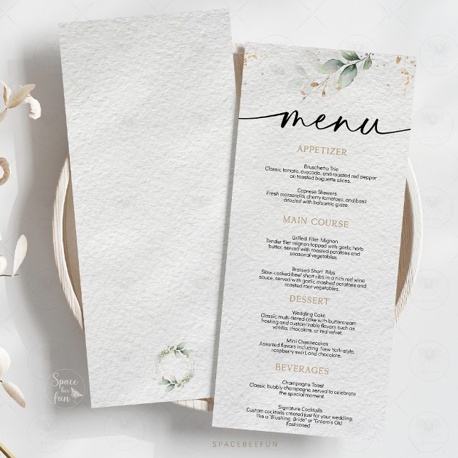 Wedding Floral Minimalist Menu  (Wedding floral minimalist menu, modern wedding menu, elegant wedding stationery, floral wedding deco)