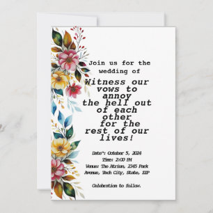 wedding floral pastel vibrant invitation