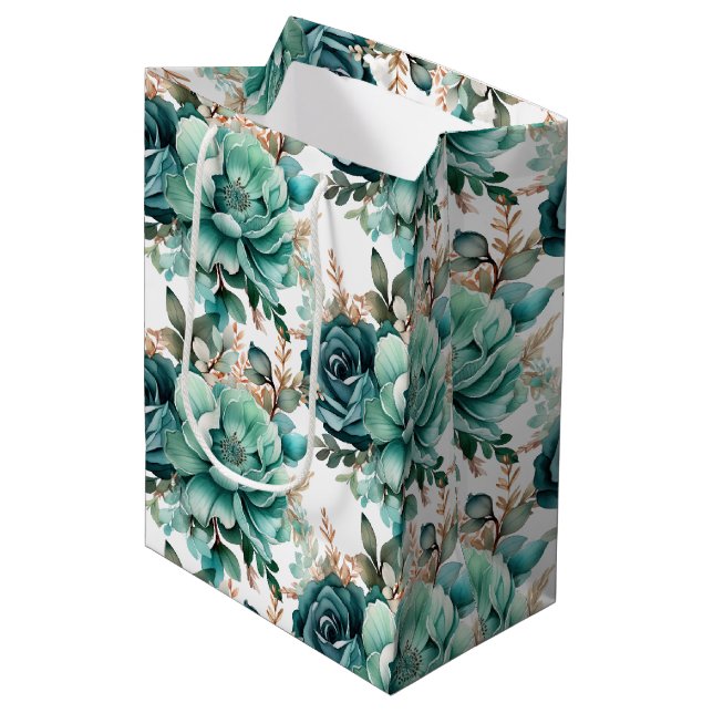 Wedding Floral Print Gift Bag (Front Angled)