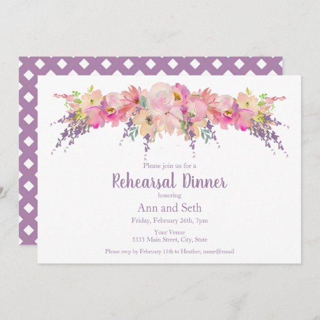 Wedding Floral Rehearsal Dinner Invitation (Front/Back)